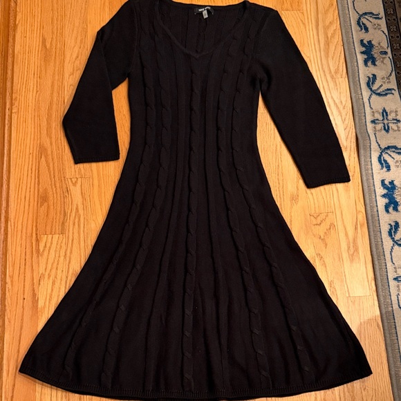 Nine West Dresses & Skirts - Nine West V-neck Black Long Sleeve Sweater Dress